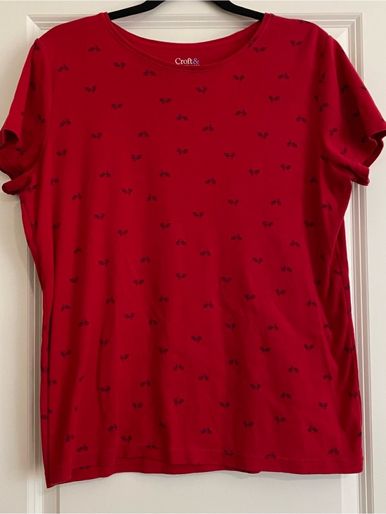 croft & barrow Tops - croft & barrow Red Tee with Small Black Bike Motif
